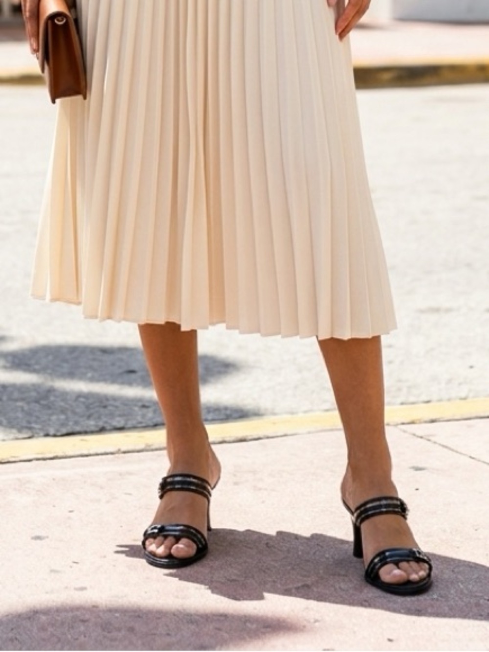 Salvatore Ferragamo Slide Heel Sandal in Black